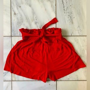 ASOS Red Front Tie Cotton Shorts